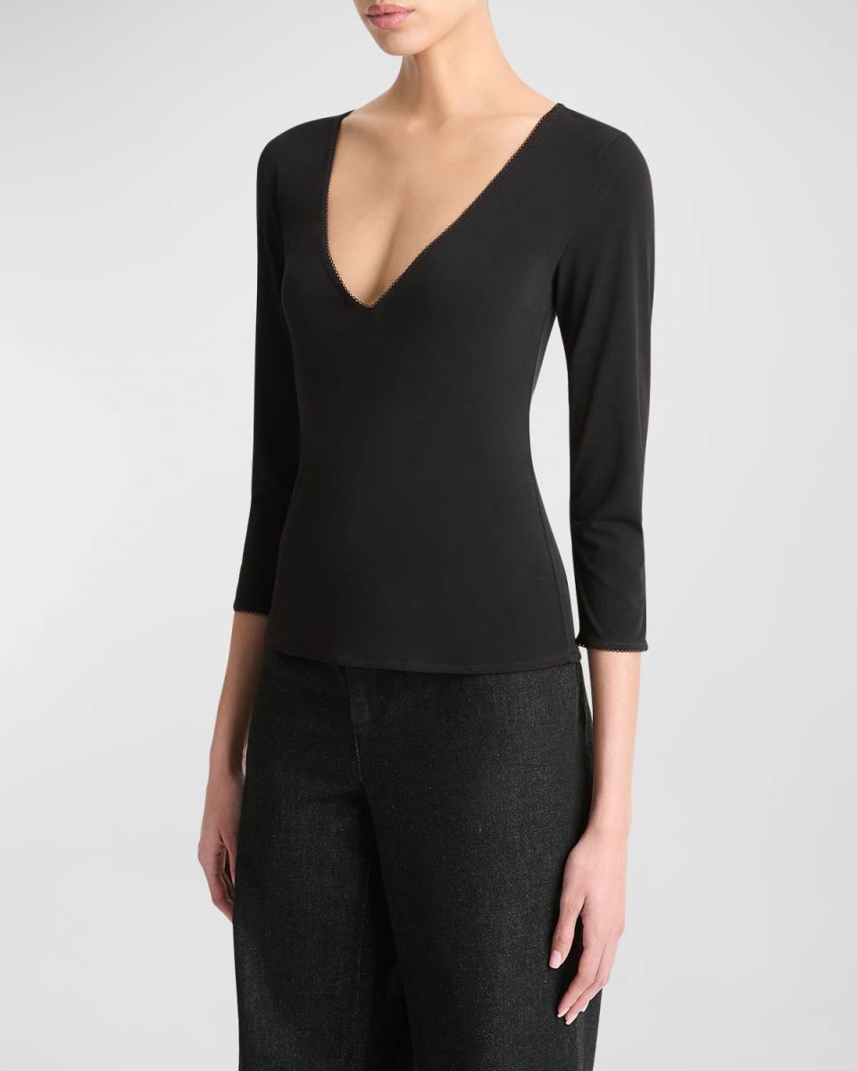 Lingerie Trim 3/4-Sleeve Shirt
